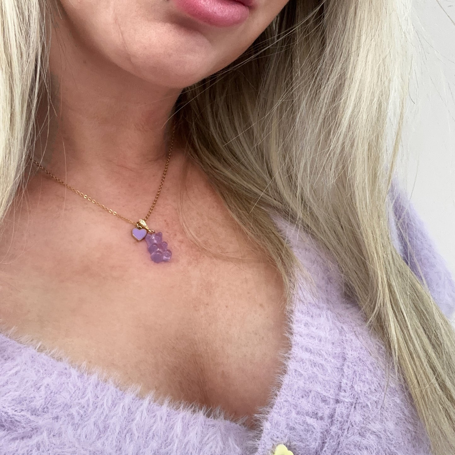 Violet Signature Jelly Bear Heart Necklace