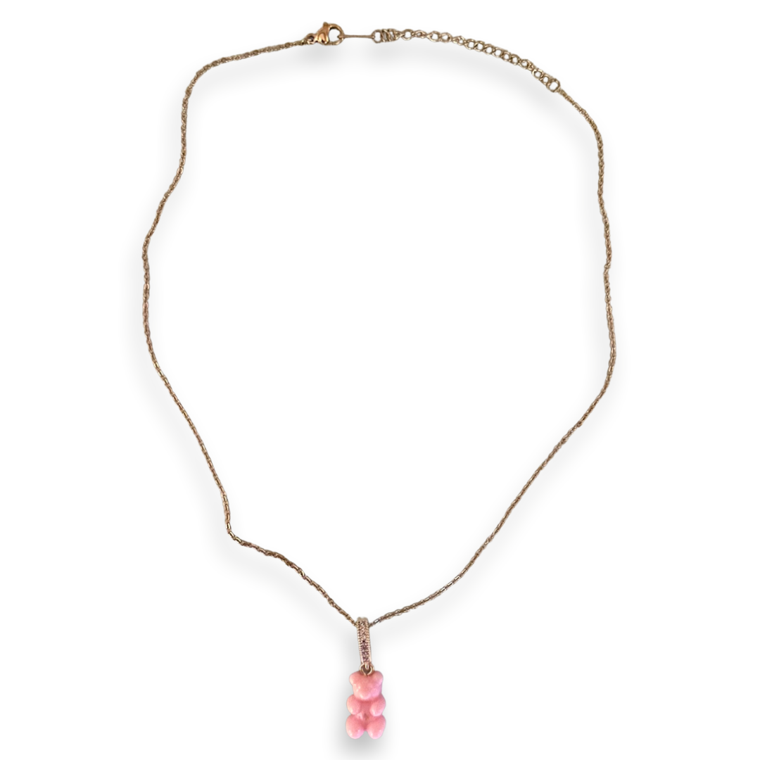 'La Mignonne' Gold-Plated Curb Chain Bear Necklace